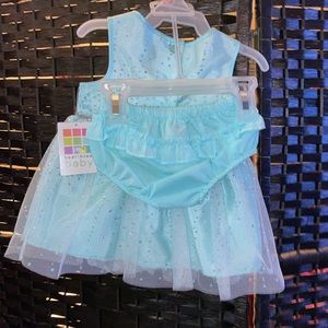 Beautiful blue dress.